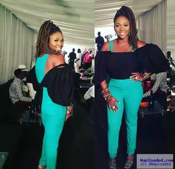 Photo: Waje Stuns In Green Jumpsuit As She Steps Out For New Year Event